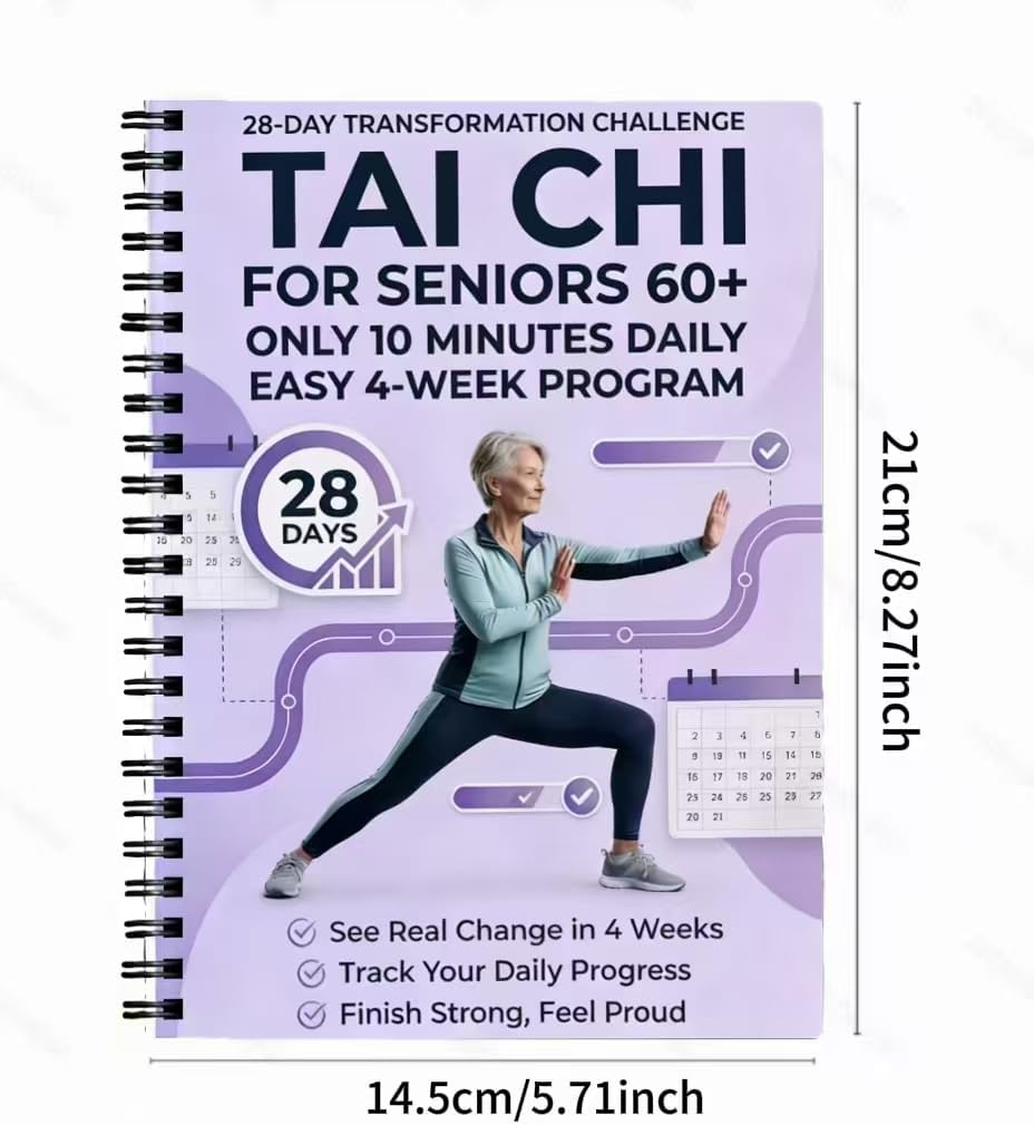 Tai Chi Daily Practice Planner - Spiral-Bound Fitness Log for Seniors & Beginners | 5.5x8.3 Inch, Purple