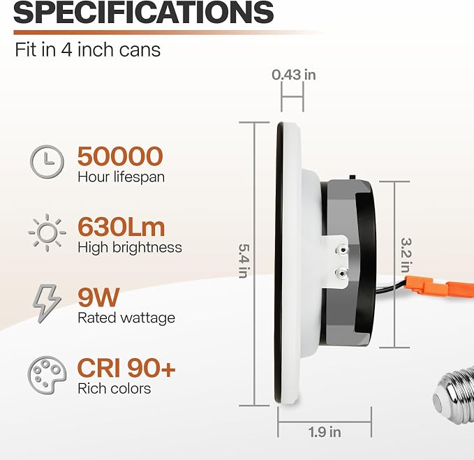 POWERASIA 12 Pack 4 Inch Black LED Can Lights