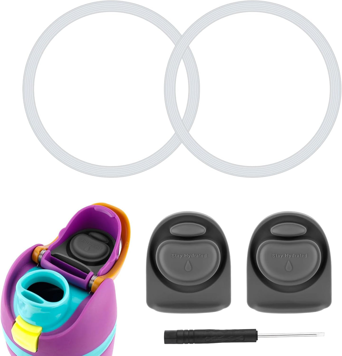Owala | 2-Pack Bottle Seal Rings & Replacement Stoppers - BPA-Free Silicone O-Ring for 24oz & 32oz Bottles