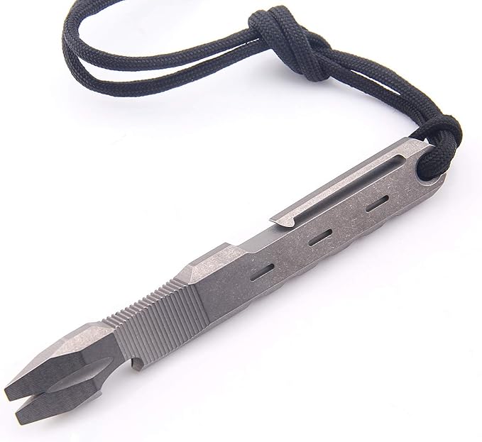 Titanium EDC Pry Bar with Nail Puller Bottle Opener Function with Pocket Clip EDC Tool (Grey)