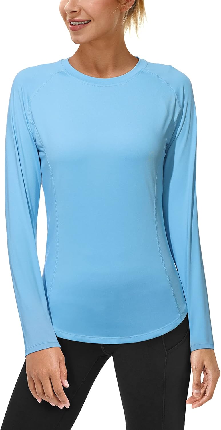 Roadbox Women's Long Sleeve UV Sun Shirts - UPF 50+ Workout & Swim Rash Guard Tops