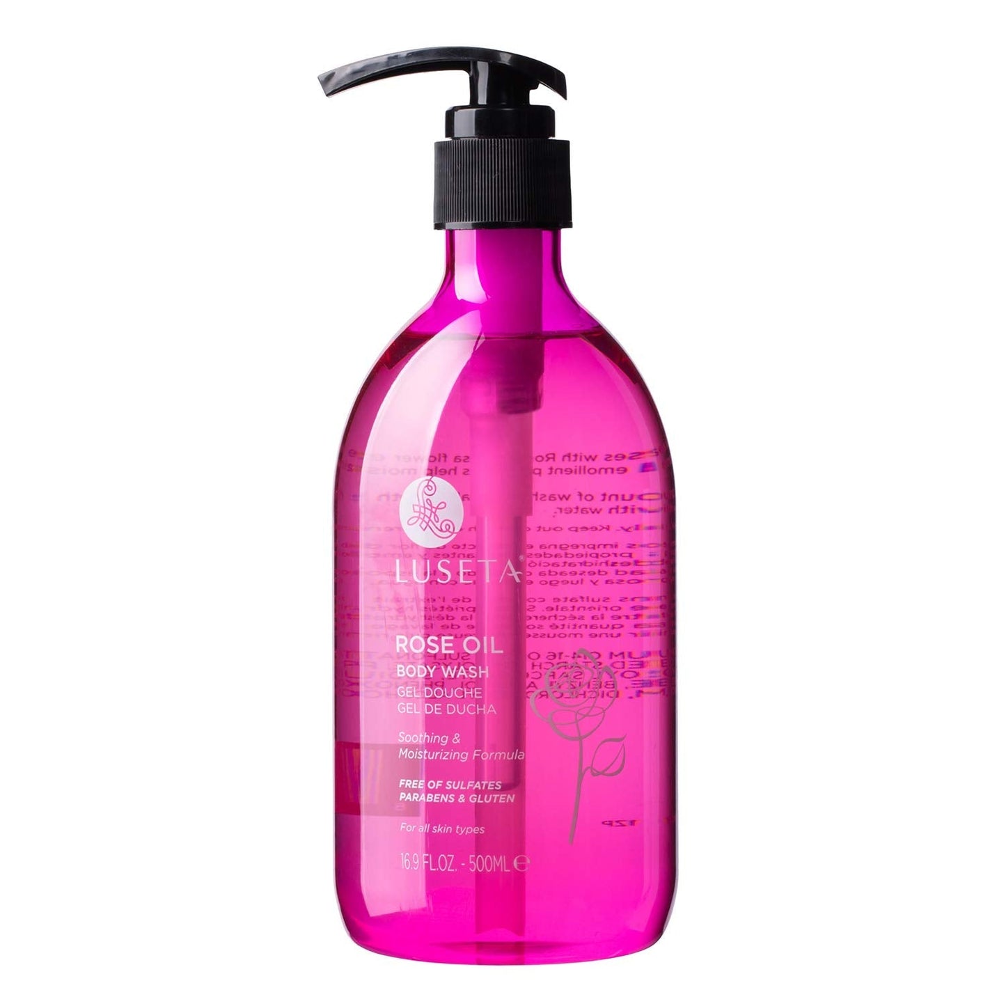 Luseta Rose Oil Body Wash For Dry Skin Women 16.9Oz, Women Body Wash Smell Good Hydrating Shower Gel For Nourishing Essential Bo