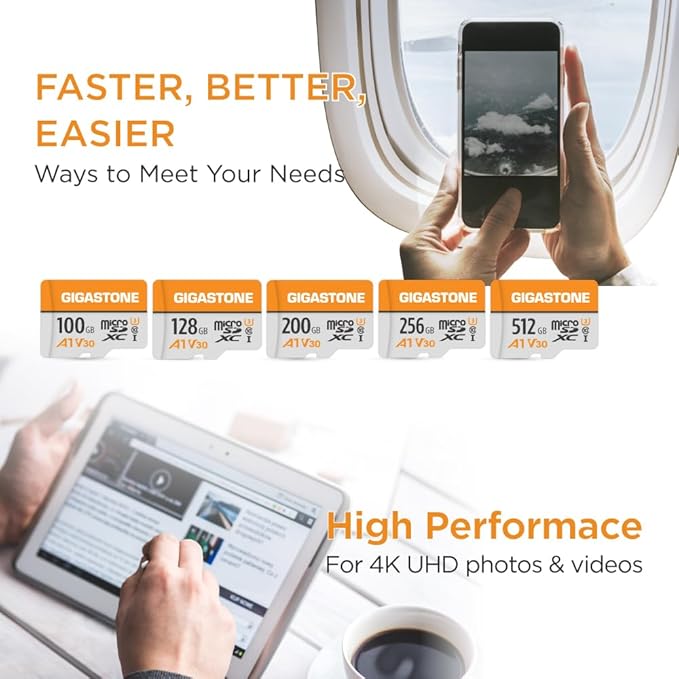GIGASTONE 100GB Micro SD Card A1 V30, 4K Video Recording, Compatible