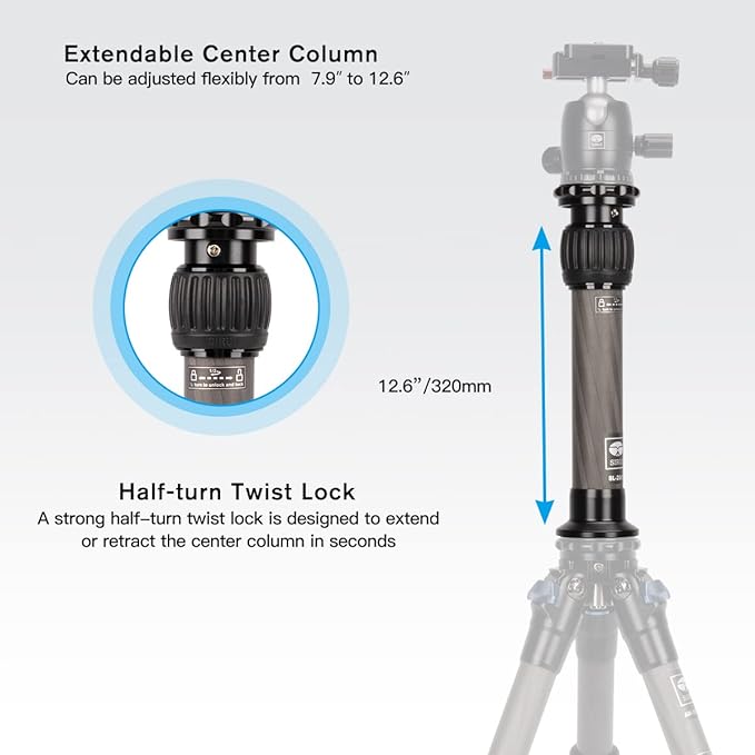 SIRUI SL-200 Carbon Fiber Tripod Extension Pole, Two-Section Center Column