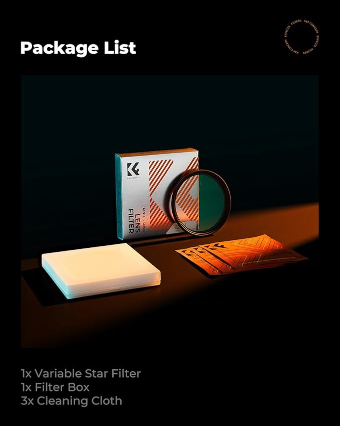 K&F CONCEPT 49mm Variable Star Filter Cross Screen Starburst Filter 4, 8 Points