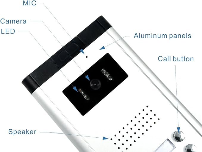 3 Units Apartment Video Intercom System, 7 Inch Monitor Wired Video Doorbell