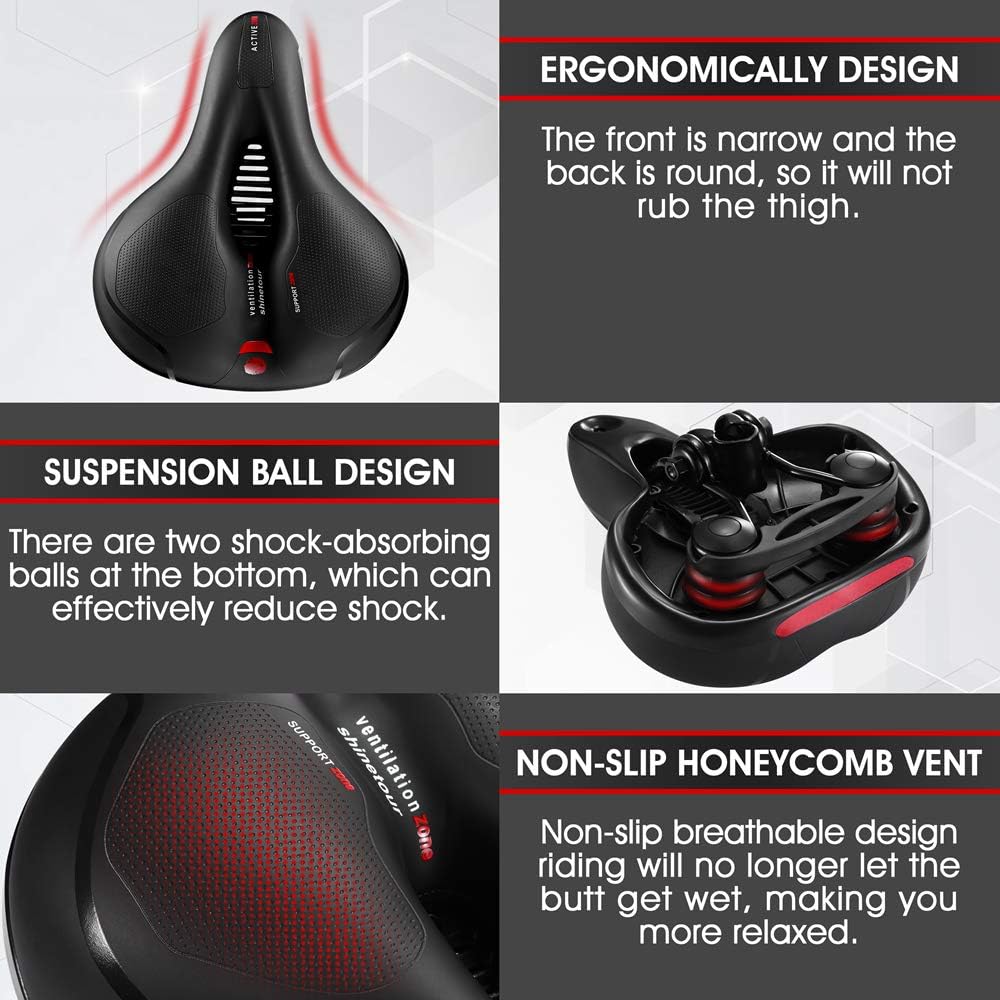 Skiennix Comfortable Bicycle Seat Cushion - Dual Shock Absorbing Memory Foam | Waterproof Design for Road Bikes