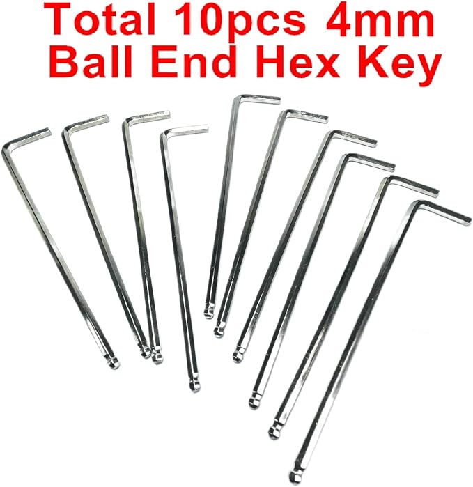 10pcs 4mm Ball End Allen Wrench sets,4mm Hex Key Wrench set,4mm ball end Hex Driver allen key Door Key L Shaped hex wrench set with Long Arm 139mm lengh.4mm ball end hex wrench