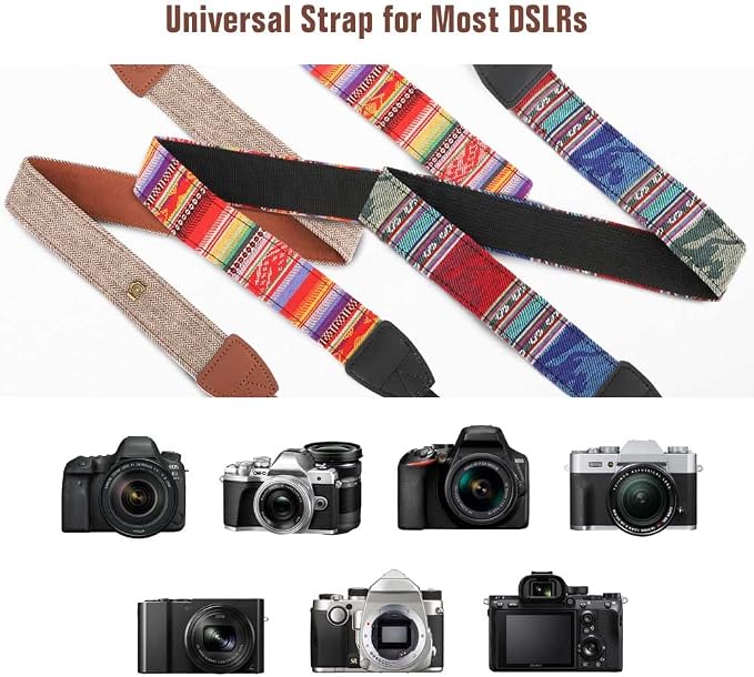MoKo Camera Strap, Premuim Cotton Canvas Braided Adjustable Universal Sling