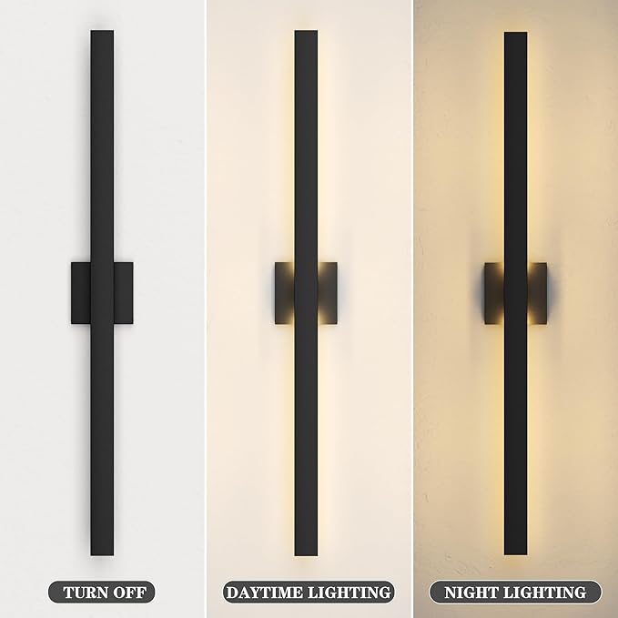 LamQee 39.4 Inch Aluminum Long Outdoor Modern LED Wall Light 3000K 2300LM, Slim Linear Exterior Lighting Fixtures Wall Mount, Waterproof Black Outside Sconce for House Porch Patio Garage Door Yard