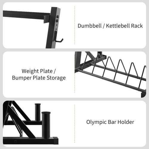 GarveeLife 3 Tier Barbell Storage Racks,1000 LBS Capacity Adjustable Weight Rack for Dumbbell, Kettlebell, Barbell Bar(Q235 Carbon Steel)