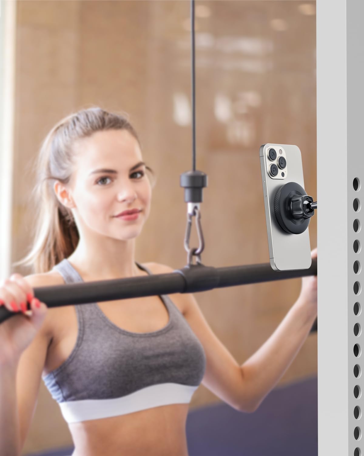 APPS2Car Gym Magnetic Phone Holder, Aluminum Alloy Base & Ball Joint, Black