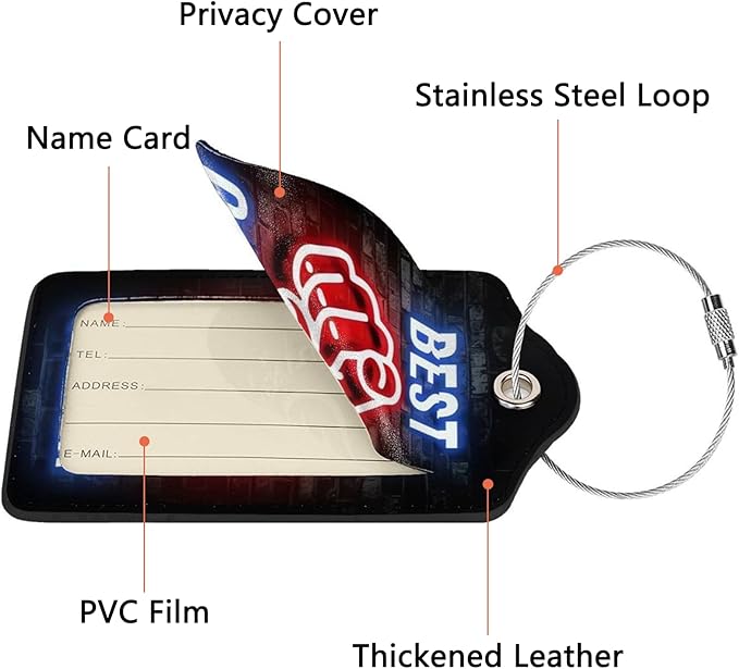 2 Pack Luggage Tags for Suitcase, Privacy Cover ID Label with Stainless Steel and Address Card for Travel Bag Backpack Cruise Ship Essentials Tag Men Boys - Best Gamer