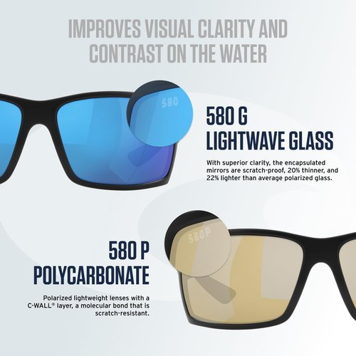 Costa Del Mar Rectangular Sunglasses for Men - Stylish UV Protection | Durable Design
