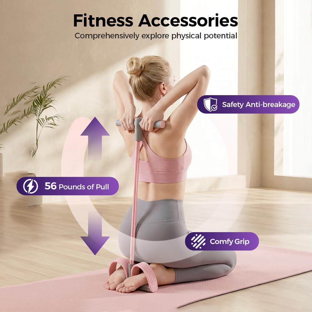 Skiennix Pedal Resistance Bands - Upgrade Elastic Yoga Bands with Handles for Full-Body Training