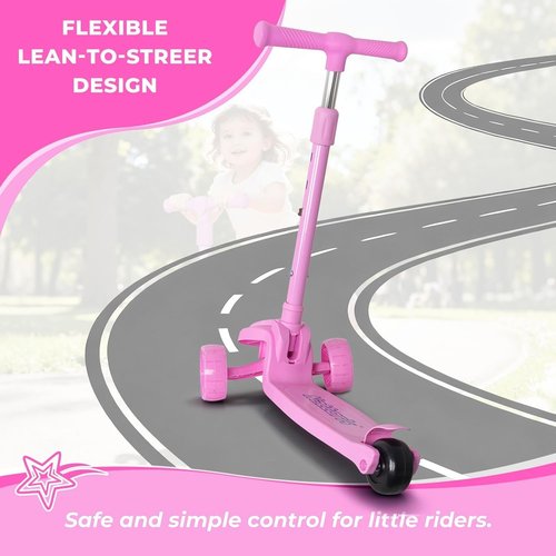 Nattork Kids Scooter - Light Up Wheels & Adjustable Height - Lean-to-Steer, Anti-Slip Deck, Ages 3-8