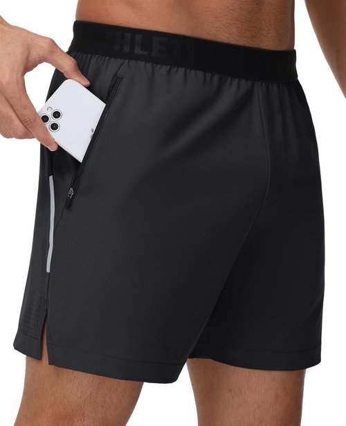 GymBrave Men's 5-Inch Athletic Running Shorts - Lightweight, Quick-Dry with Zipper Pockets