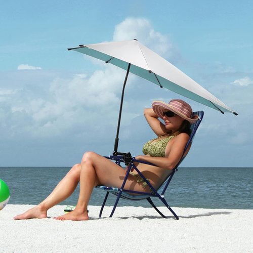 G4Free Adjustable Beach Umbrella - UPF 50+ Protection | XL Size with Universal Clamp for Chairs & Strollers