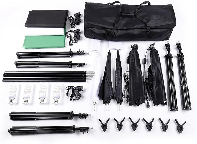 Photo Lighting Kit, 2M x 3M/6.6ft x 9.8ft Background Support System and 900W