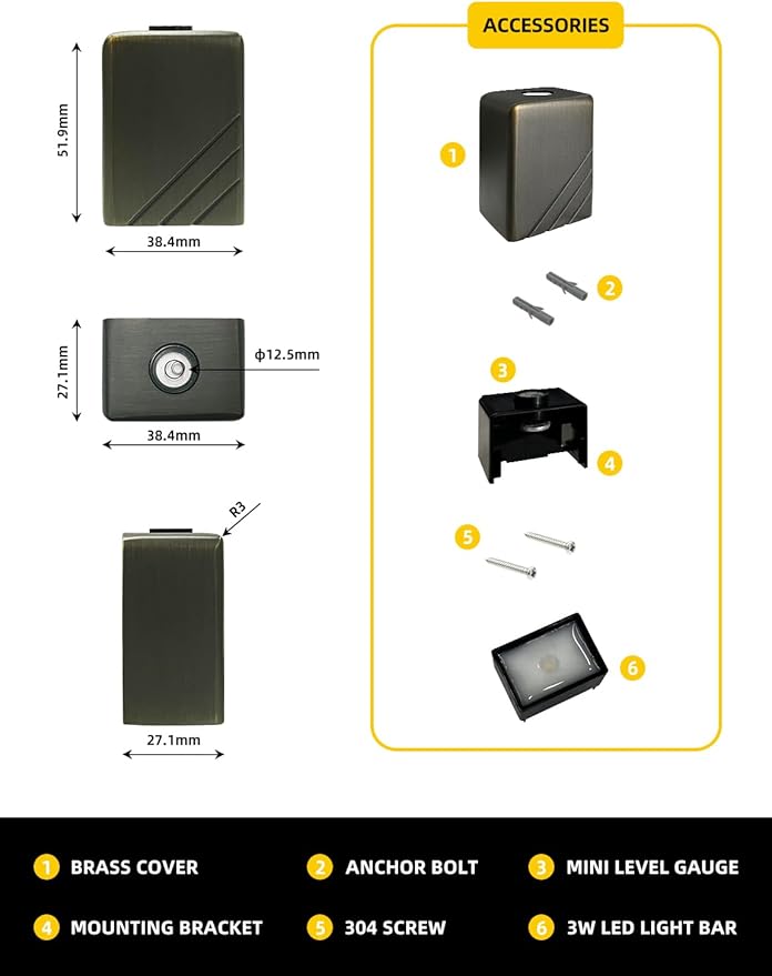 COLOER Brass Modern Wall Sconces, 12V Low Voltage LED Deck Lights Outdoor, Wall Light for Indoor/Outdoor,Bedroom, Living Room, Hallway (4-Pack)
