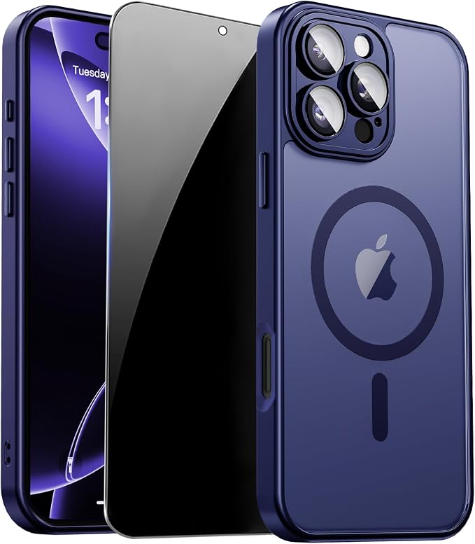 for iPhone 16 Pro Case with Privacy Screen Protector and Camera Protection