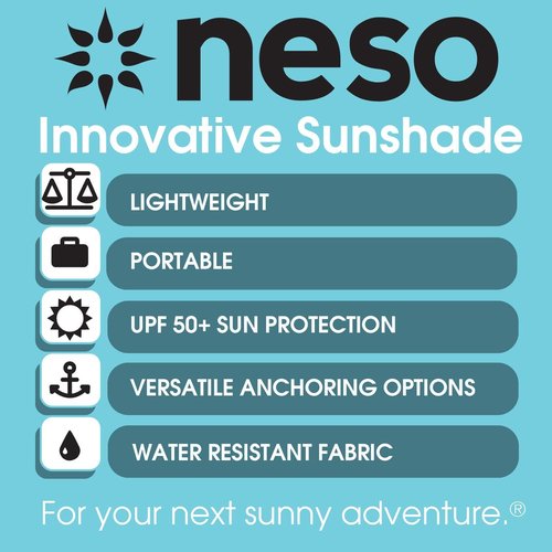 Neso Grande Portable Beach Tent | Lightweight Sun Shelter with UPF 50+ Protection - Easy Setup for Family - 7ft Tall, 9 x 9ft