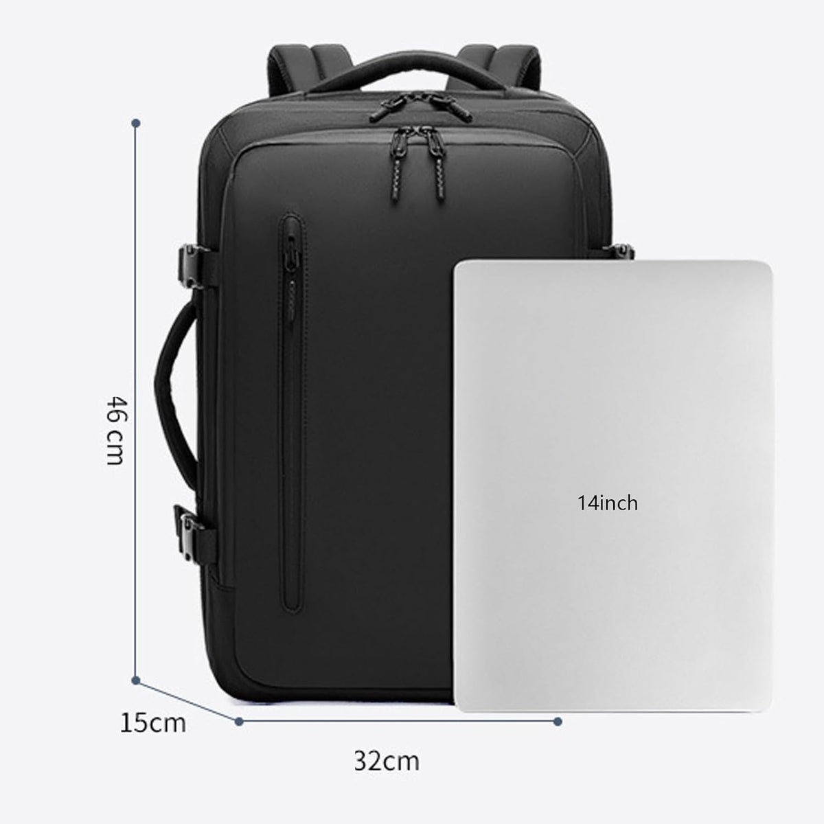 45L Travel Backpack with Built-in Vacuum Seal Backpacks Exapandable Waterproof Air Compression System TSA Lock Carry-On Suitcase Luggage Laptop Bag Black