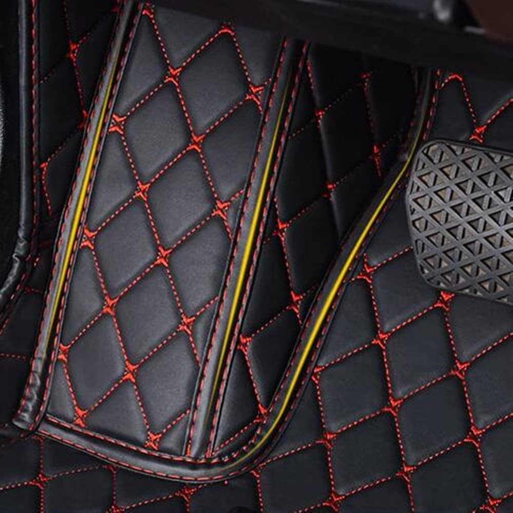 Custom All-Weather Protection Luxury Leather Floor Mats for Cars SUVs Trucks According Anti-Slip Leather Floor mats ﻿ (31, Brown and Black Beige)