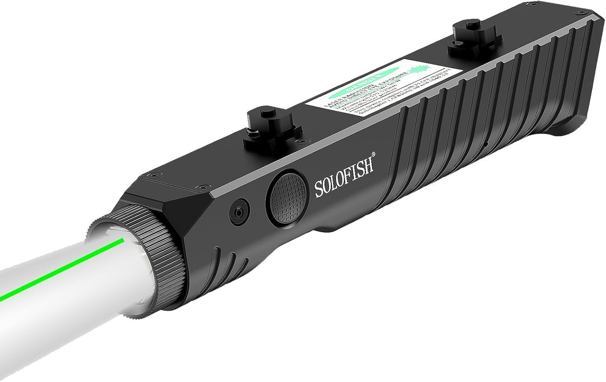 Solofish Tactical Flashlight - 1450 Lumens with Green Laser Sight | Magnetic Rechargeable Mlok Rail Combo
