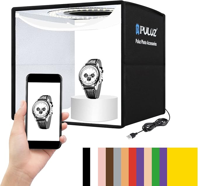 PULUZ 10x10 inch Photo Light Box, Folding Portable Mini lightbox 104PCS LED