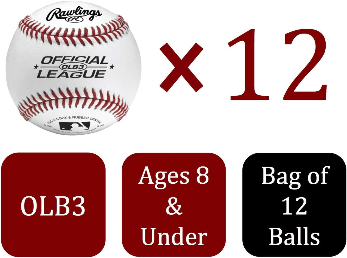 Rawlings Official League Practice Baseballs - Youth Size, 12 Count Bag for Recreational Use