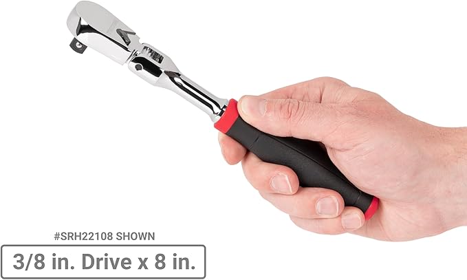 TEKTON 1/4, 3/8, 1/2 Inch Drive Flex Head Non-Quick-Release Comfort Grip Ratchet Set, 3-Piece (6, 8, 10-1/2 in.) | SRH99121