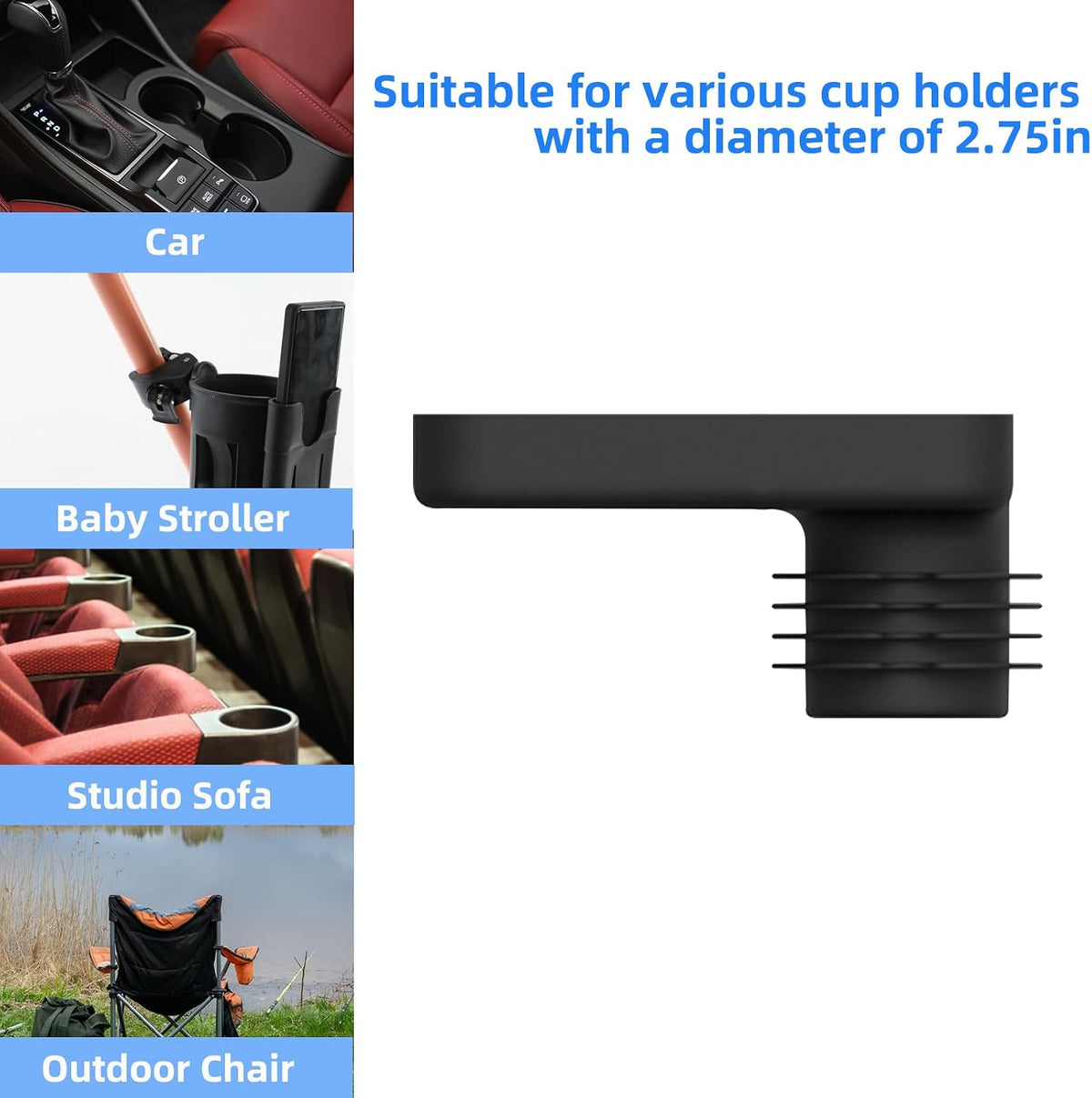 Car Cup Holder Tray -Expander- 3 in 1 Detachable Silicone Food Table Tray - Fits Most Car Seats, Road Trip Essentials Accessories Gadgets