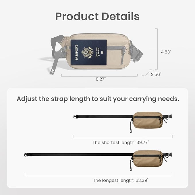 tomtoc 1.5L Sling Bag with RFID Blocking, Crossbody Bag Minimalist Chest