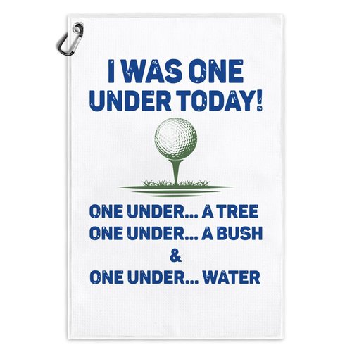 Msticey Funny 'I was One Under Today' Printed Microfiber Golf Towel with Clip, Great Golf Gift for Dad Mom Grandpa Golfer Father's Day or Birthday, Golf Accessory for Him or Her