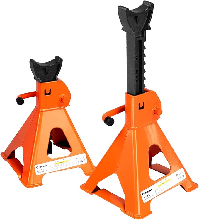 Donext Jack Stands 3 Ton (6,500 lb) Capacity Steel, 1 Pair Orange Lifting Stand Adjustable Jack Stands