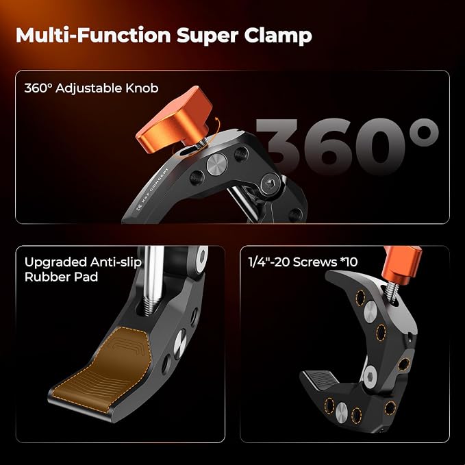 K&F CONCEPT 2 Pack Camera Mount Clamp, Super Crab Clamp