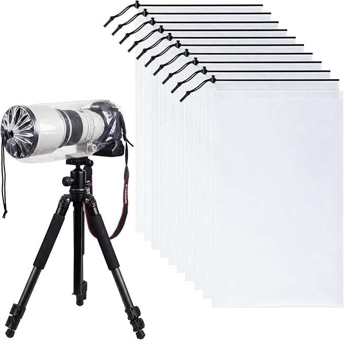 Sabary 10 Pack Clear Camera Rain Covers Waterproof Dustproof PE Lens Sleeves