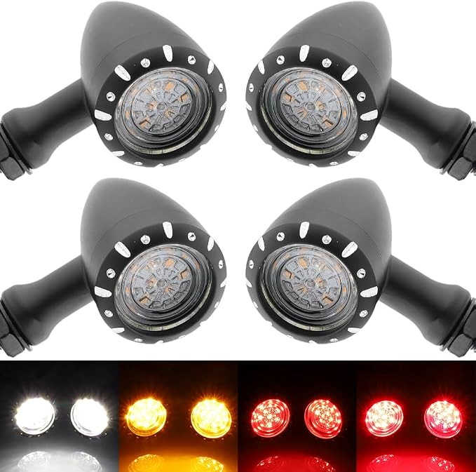 TSUNG 4PCS Motorcycle Bullet LED Front Rear Turn Signal Light SMD Blinker