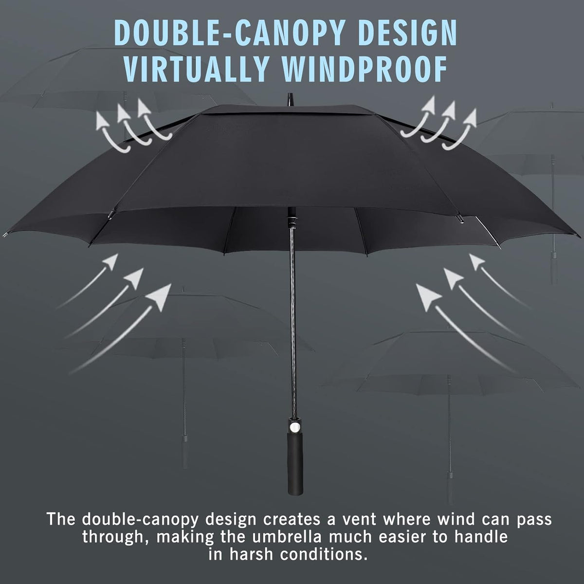 ZOMAKE Windproof Golf Umbrella - Extra Large Double Canopy for Rain & Sports | 51-72 Inch Sizes
