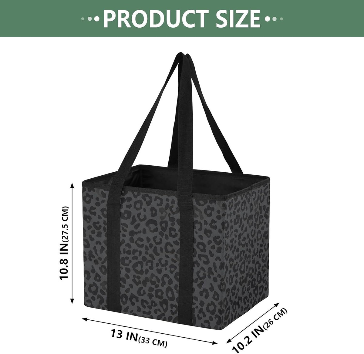 ALAZA Gray Leopard Cheetah Car Trunk Organizer and Storage with Handles for SUV Collapsible Carrying Grocery Bag Outdoors Shopping Reusable