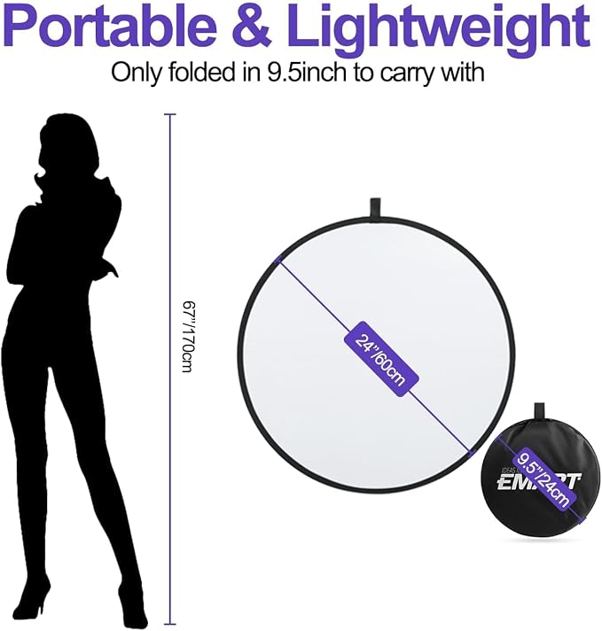 EMART 24'' 5 in 1 Photo Collapsible Photography Reflector