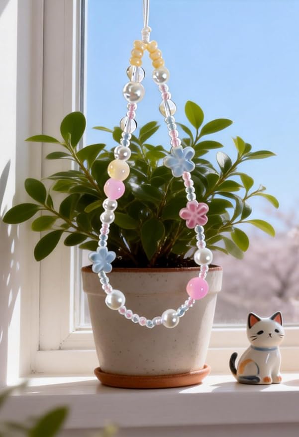 2 Pcs Phone Charm Strap Hand for iPhone Wrist Strap Camera Lanyard Pearl Beaded
