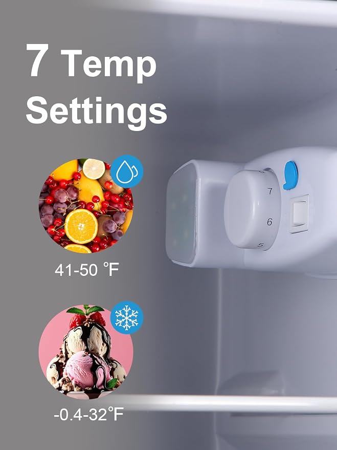 Refrigerator with Freezer 3.8 Cu.Ft Top-Freezer Compact Refrigerator Black | 7 Level Adjustable Thermostat Control, 2 Door, Lock Fresh, Energy Saving