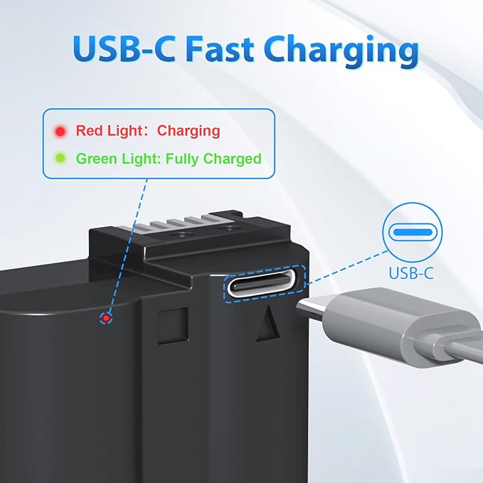 LP EN-EL15C Battery 2-Pack 2600mAh USB-C Fast Charging