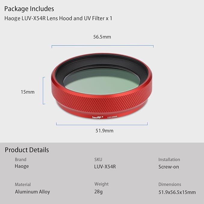 Haoge LUV-X54R Metal Lens Hood