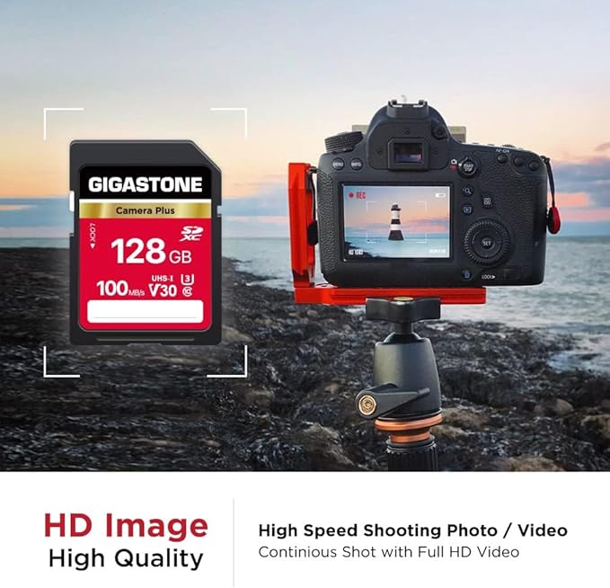 GIGASTONE 128GB SD Card 2-Pack, Camera Plus, UHS-I U3 Class 10 SDXC Memory Card
