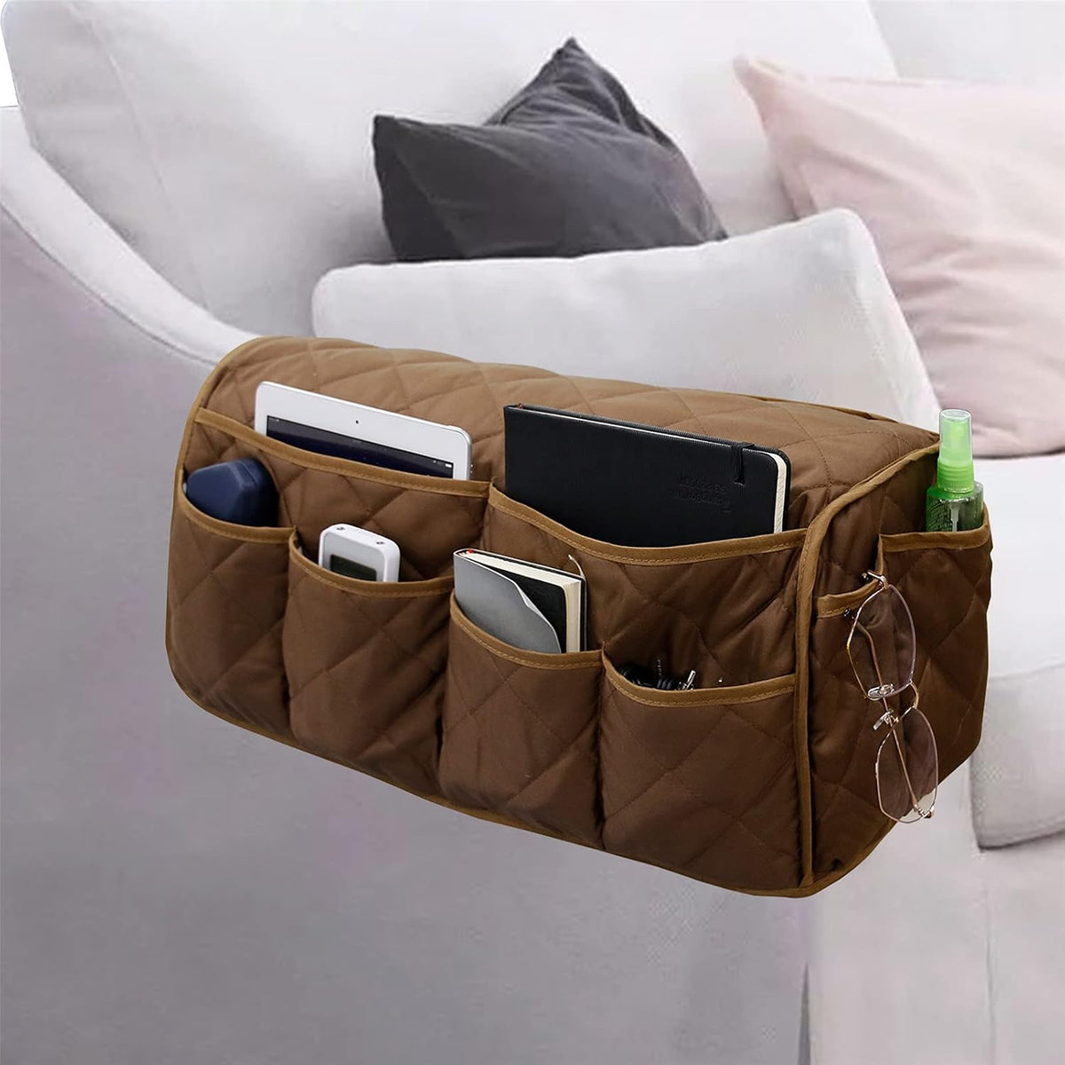 Armchair Caddy for Recliner - Sofa Armrest Organizer with 14 Pockets
