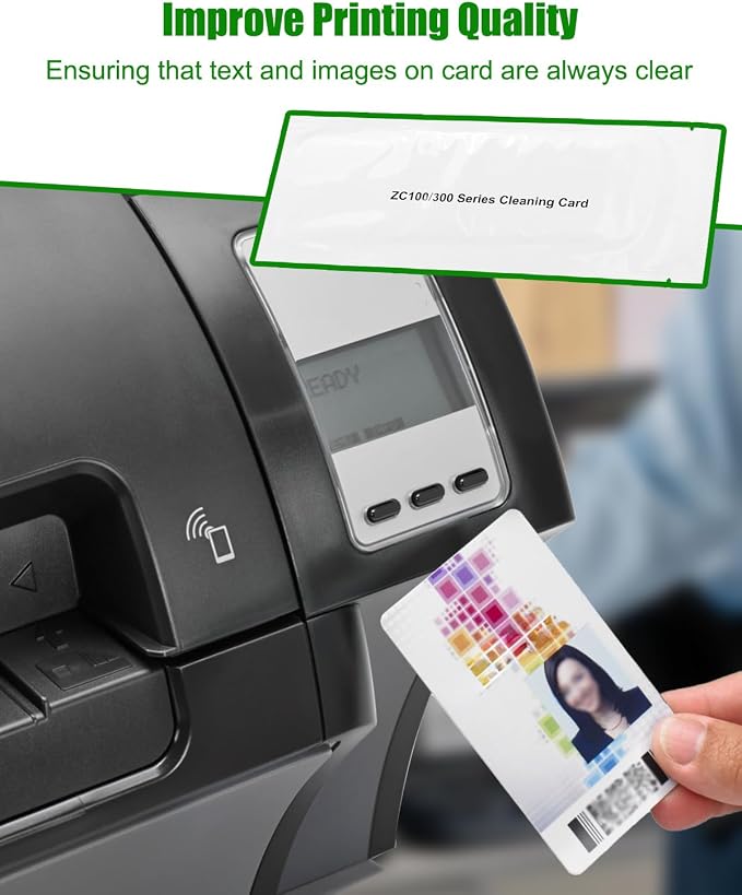 Cleaning Card Kit Fit for Zebra ZC Series ZC100 ZC150 ZC300 ZC350 ID Card