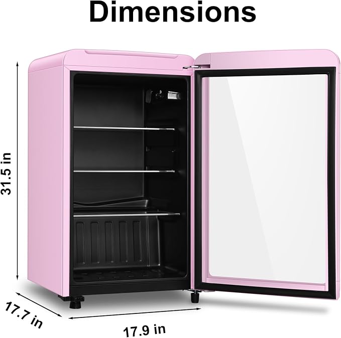 Retro Beverage Refrigerator Cooler, 3.2 Cu.ft Mini Fridge with Glass Door for Soda Beer Wine, Beverage Cooler Prefect for Home, Bar